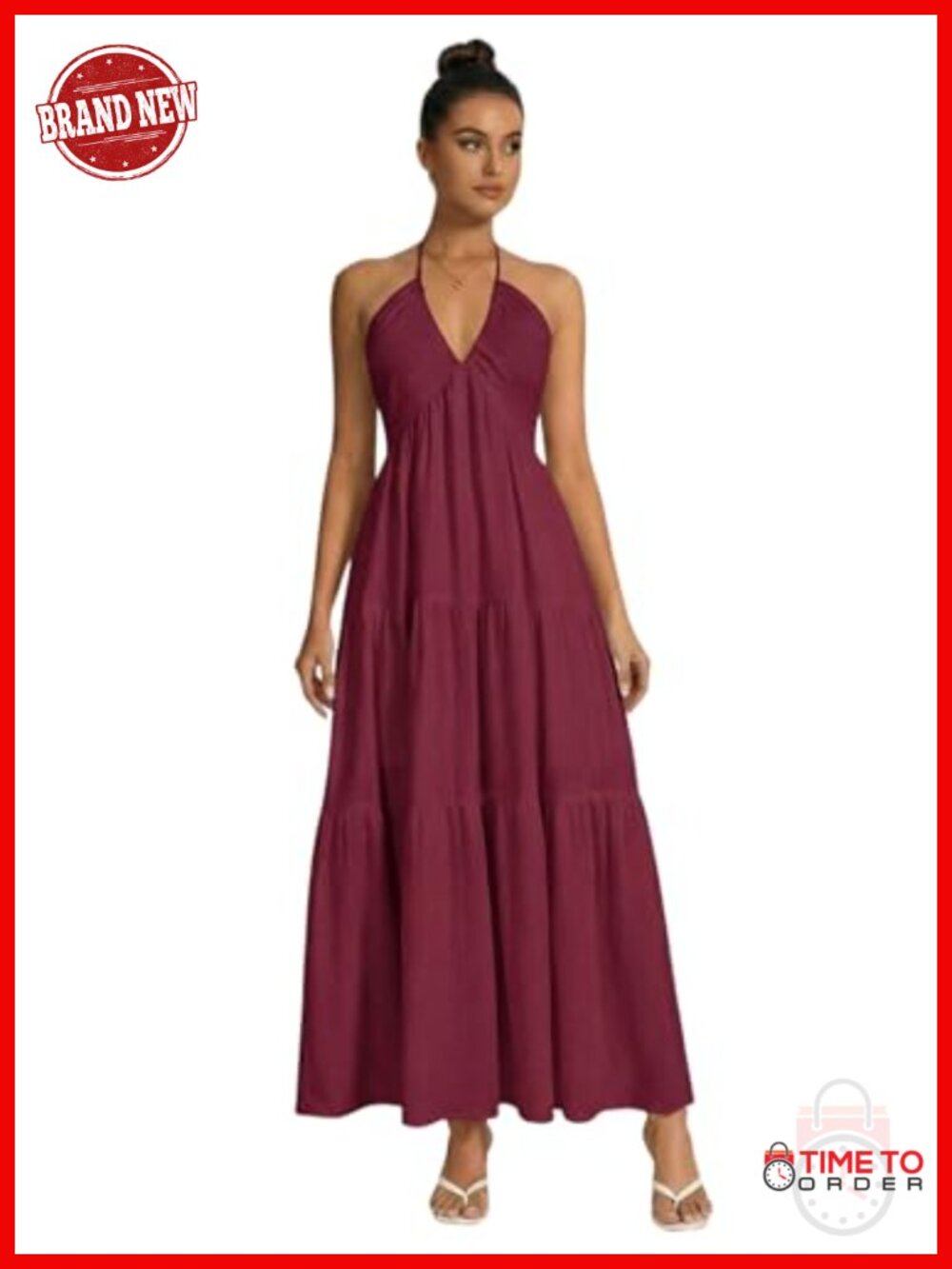 Women's Summer Beach Halter Maxi Dress Formal Wedding Guest